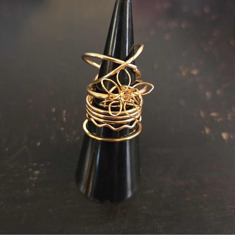 Gold Tone Stackable Midi Rings Set Geometric Floral Wave Boho‎ Chic